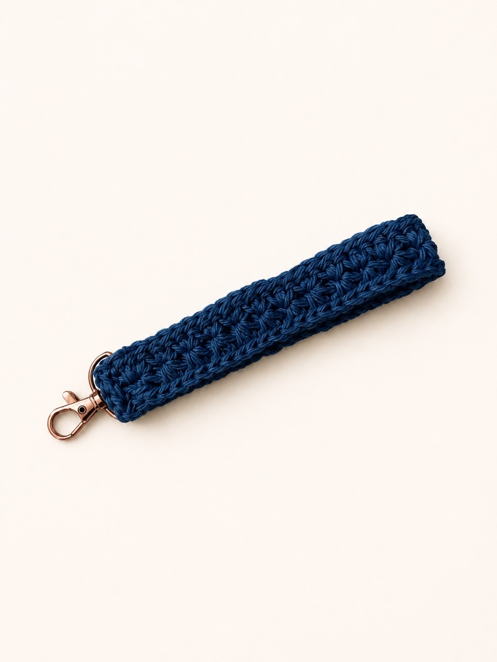 Navy Crochet Key Fob Wristlet